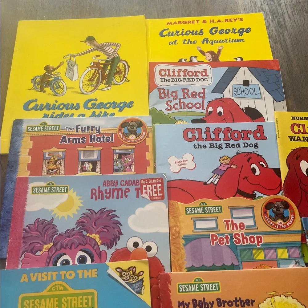 Children's Books set Clifford Curious George Sesame Street kids books new #10